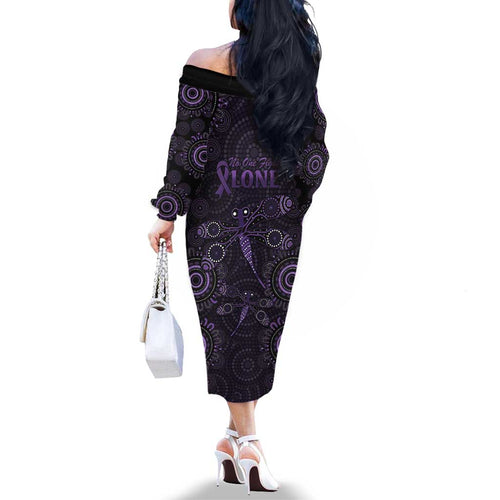 Purple Dragonfly Aboriginal of Hope Family Matching Off The Shoulder Long Sleeve Dress and Hawaiian Shirt Australian Epilepsy Awareness - Aussie Hoodie