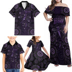 Purple Dragonfly Aboriginal of Hope Family Matching Off Shoulder Maxi Dress and Hawaiian Shirt Australian Epilepsy Awareness - Aussie Hoodie