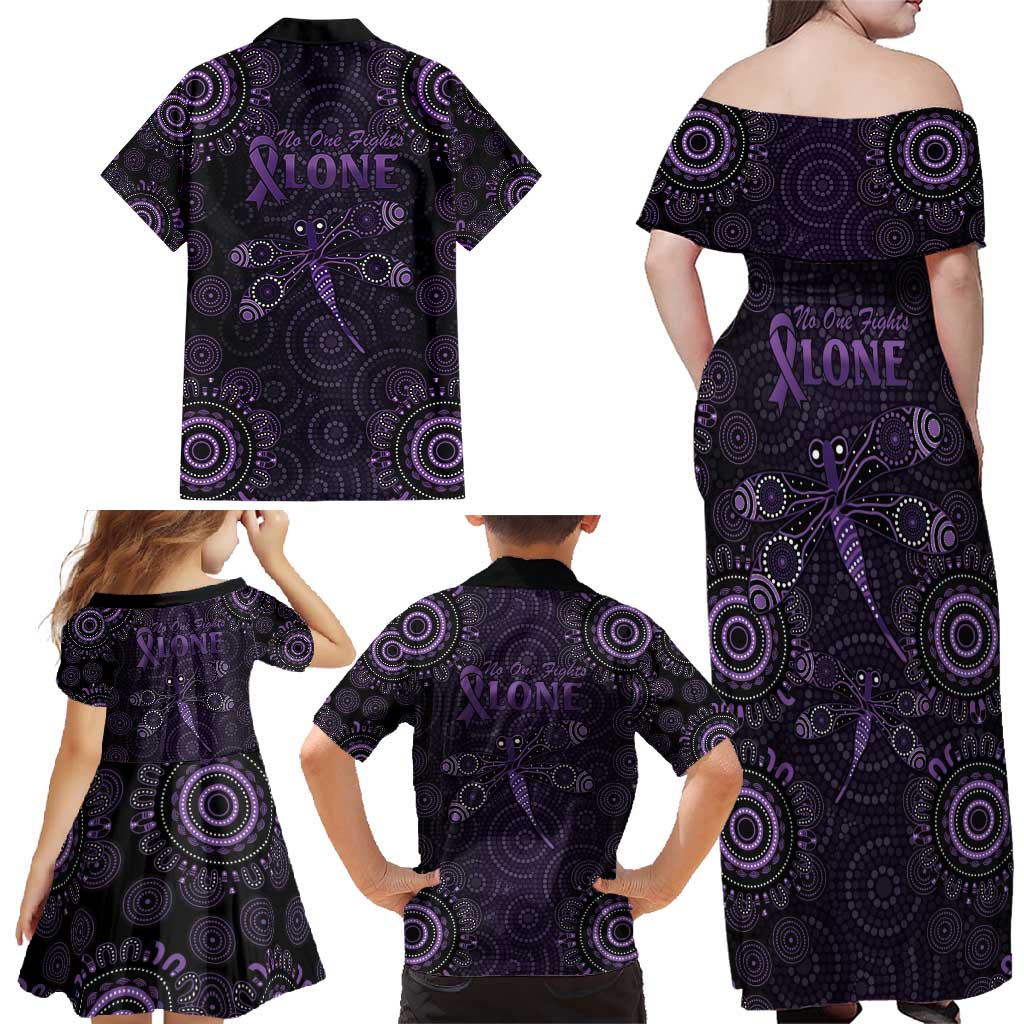 Purple Dragonfly Aboriginal of Hope Family Matching Off Shoulder Maxi Dress and Hawaiian Shirt Australian Epilepsy Awareness - Aussie Hoodie