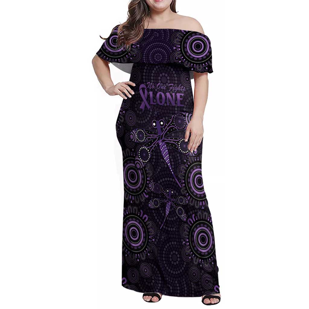 Purple Dragonfly Aboriginal of Hope Family Matching Off Shoulder Maxi Dress and Hawaiian Shirt Australian Epilepsy Awareness - Aussie Hoodie
