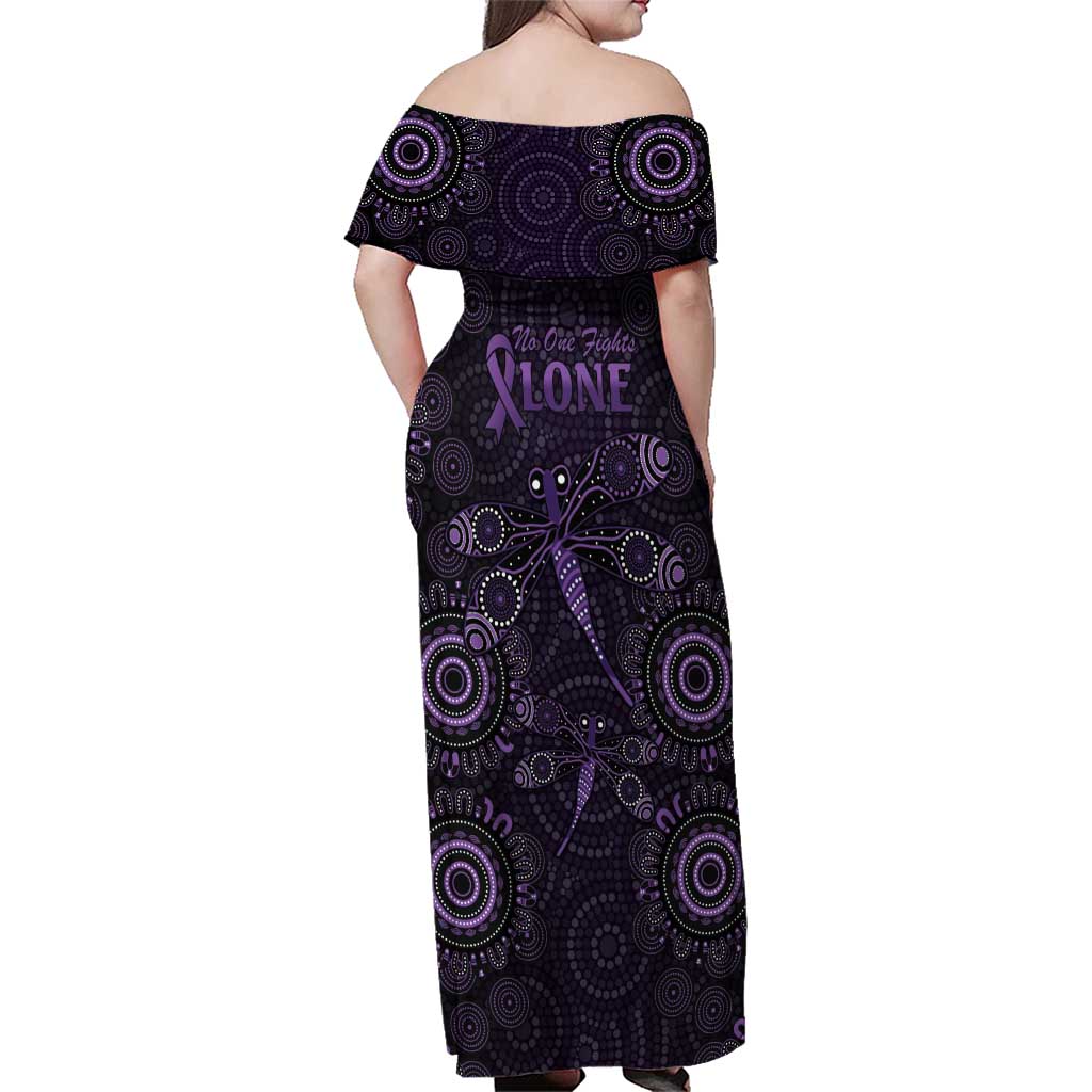 Purple Dragonfly Aboriginal of Hope Family Matching Off Shoulder Maxi Dress and Hawaiian Shirt Australian Epilepsy Awareness - Aussie Hoodie
