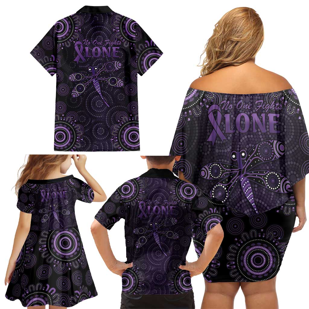 Purple Dragonfly Aboriginal of Hope Family Matching Off Shoulder Short Dress and Hawaiian Shirt Australian Epilepsy Awareness - Aussie Hoodie