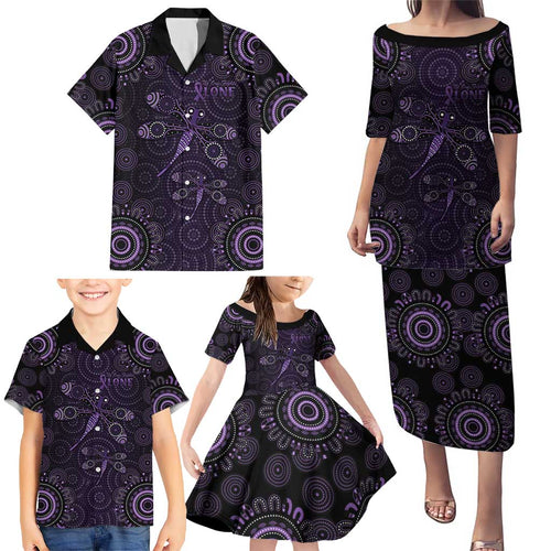 Purple Dragonfly Aboriginal of Hope Family Matching Puletasi and Hawaiian Shirt Australian Epilepsy Awareness - Aussie Hoodie