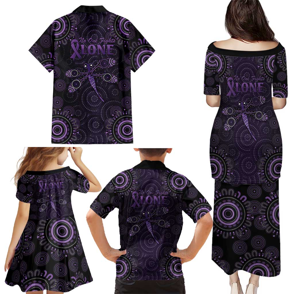 Purple Dragonfly Aboriginal of Hope Family Matching Puletasi and Hawaiian Shirt Australian Epilepsy Awareness - Aussie Hoodie