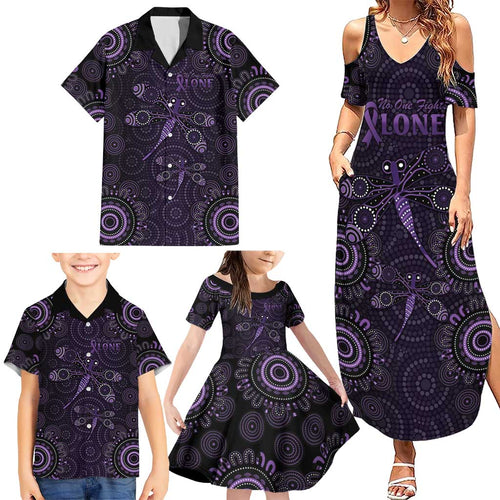 Purple Dragonfly Aboriginal of Hope Family Matching Summer Maxi Dress and Hawaiian Shirt Australian Epilepsy Awareness - Aussie Hoodie