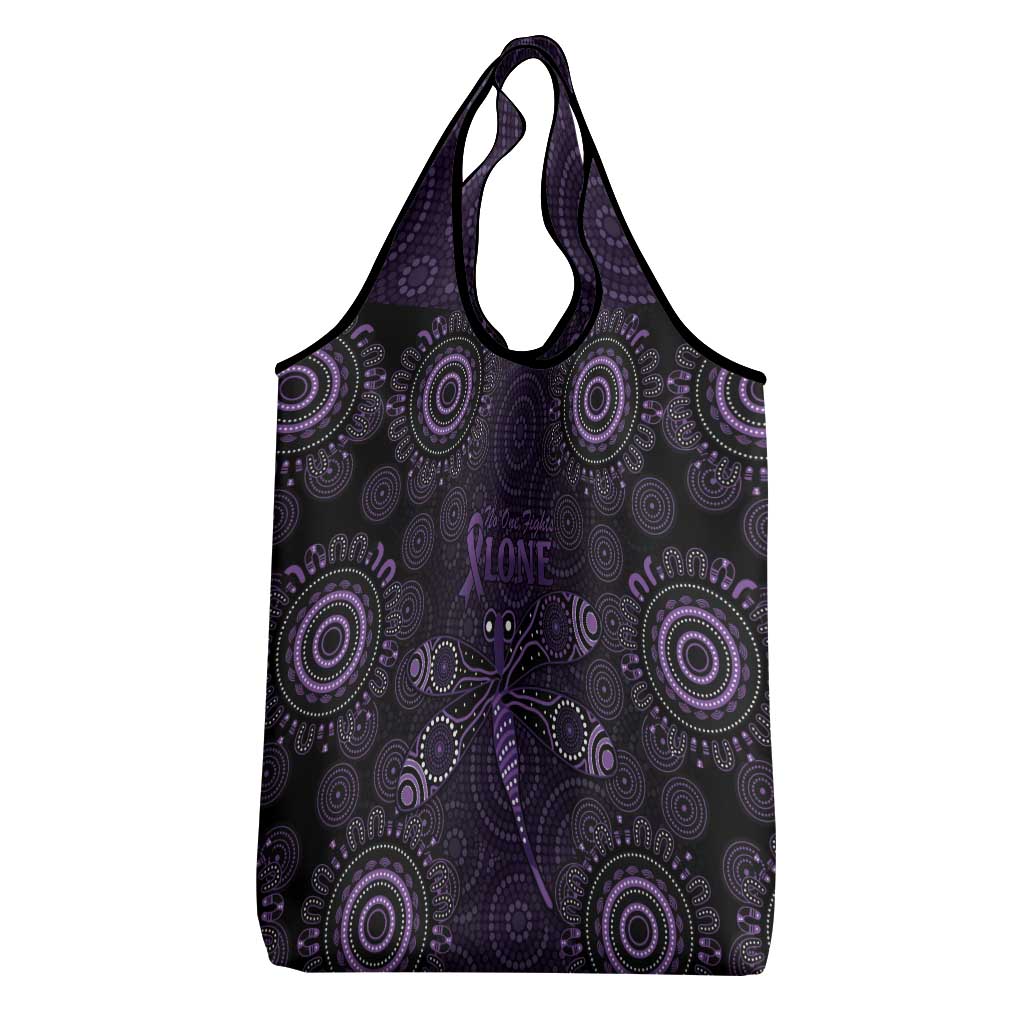 Purple Dragonfly Aboriginal of Hope Grocery Bag Australian Epilepsy Awareness - Aussie Hoodie