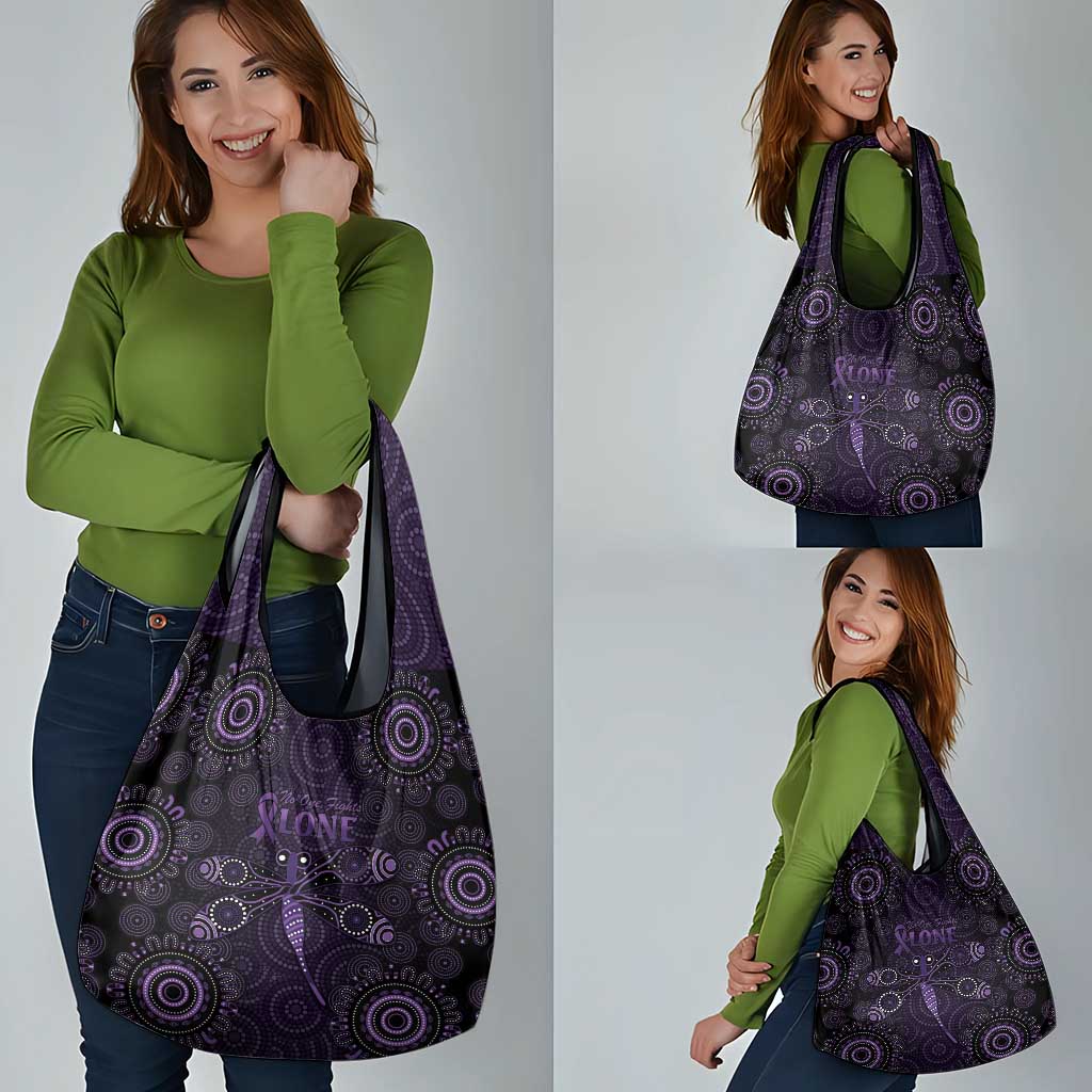 Purple Dragonfly Aboriginal of Hope Grocery Bag Australian Epilepsy Awareness - Aussie Hoodie