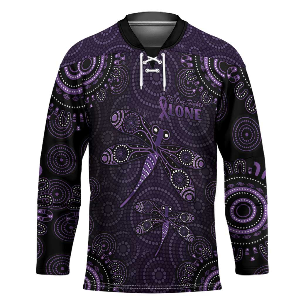 Purple Dragonfly Aboriginal of Hope Hockey Jersey Australian Epilepsy Awareness - Aussie Hoodie