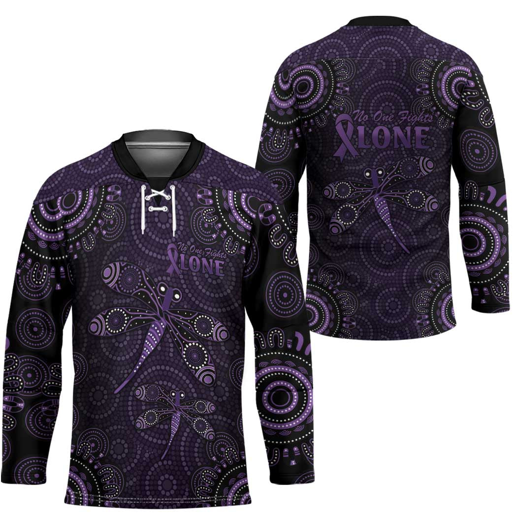 Purple Dragonfly Aboriginal of Hope Hockey Jersey Australian Epilepsy Awareness - Aussie Hoodie