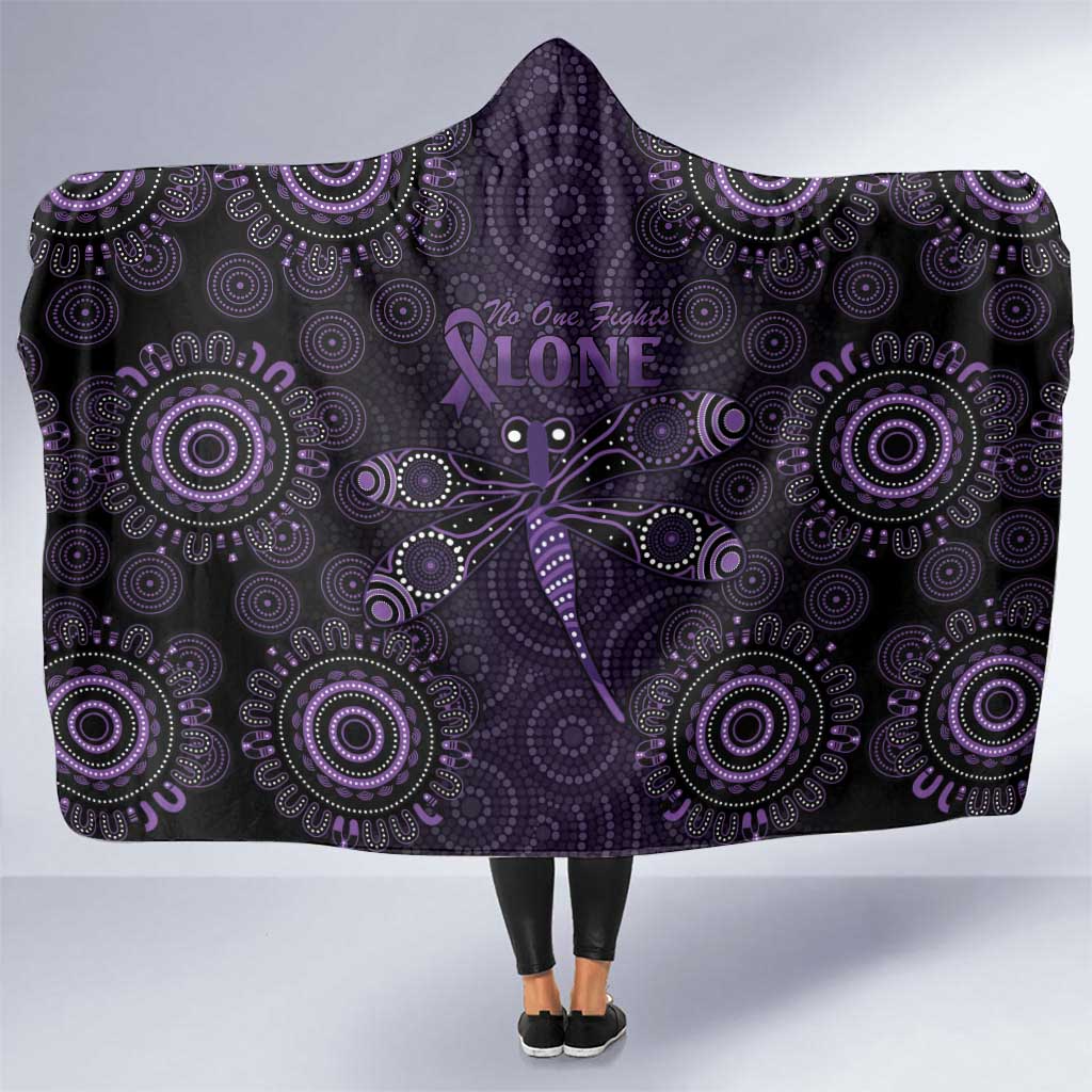 Purple Dragonfly Aboriginal of Hope Hooded Blanket Australian Epilepsy Awareness - Aussie Hoodie