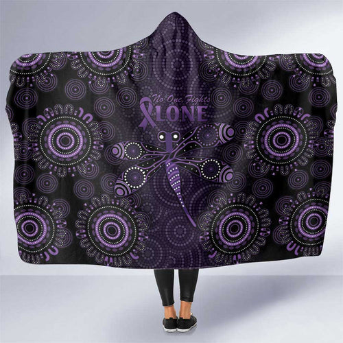 Purple Dragonfly Aboriginal of Hope Hooded Blanket Australian Epilepsy Awareness - Aussie Hoodie