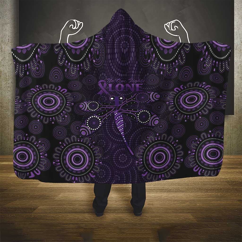 Purple Dragonfly Aboriginal of Hope Hooded Blanket Australian Epilepsy Awareness - Aussie Hoodie