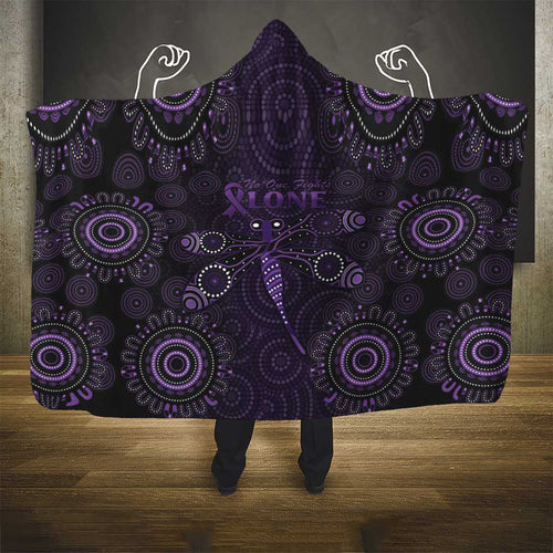 Purple Dragonfly Aboriginal of Hope Hooded Blanket Australian Epilepsy Awareness - Aussie Hoodie