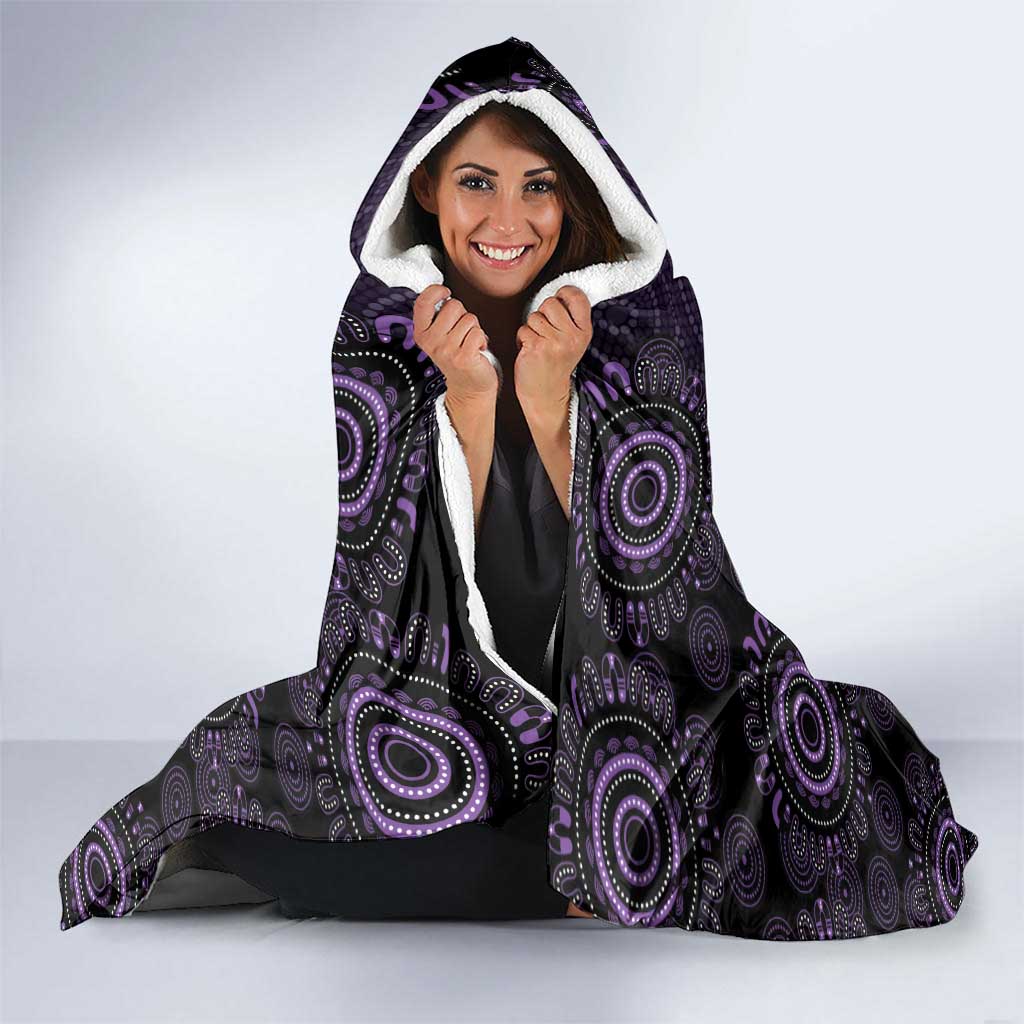Purple Dragonfly Aboriginal of Hope Hooded Blanket Australian Epilepsy Awareness - Aussie Hoodie