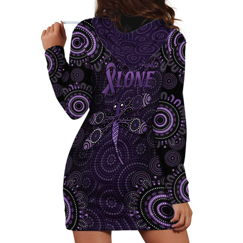 Purple Dragonfly Aboriginal of Hope Hoodie Dress Australian Epilepsy Awareness - Aussie Hoodie