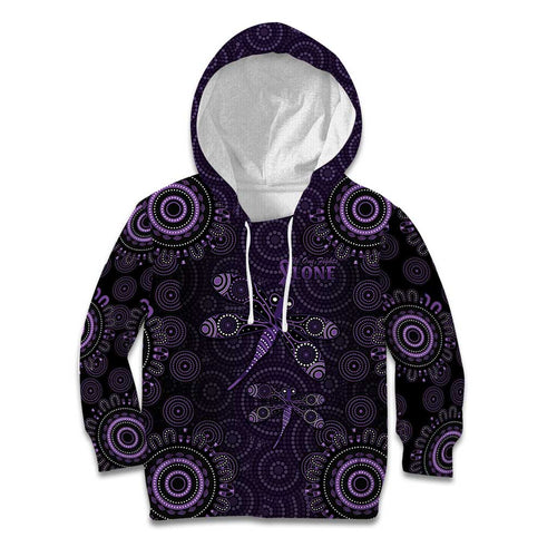Purple Dragonfly Aboriginal of Hope Kid Hoodie Australian Epilepsy Awareness - Aussie Hoodie