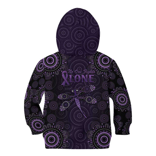 Purple Dragonfly Aboriginal of Hope Kid Hoodie Australian Epilepsy Awareness - Aussie Hoodie