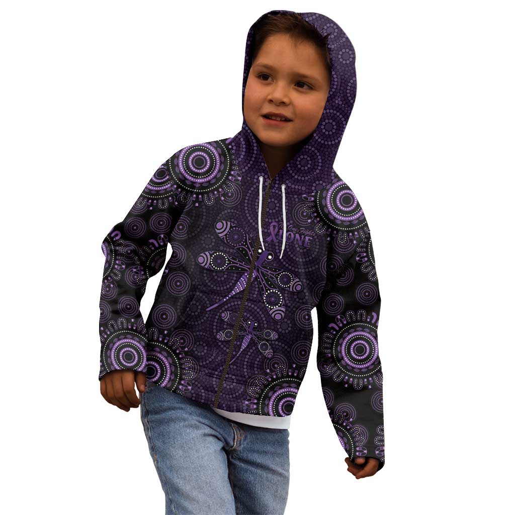 Purple Dragonfly Aboriginal of Hope Kid Hoodie Australian Epilepsy Awareness - Aussie Hoodie