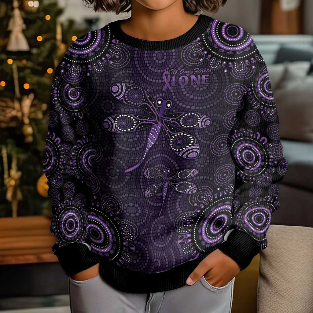 Purple Dragonfly Aboriginal of Hope Kid Ugly Christmas Sweater Australian Epilepsy Awareness - Aussie Hoodie