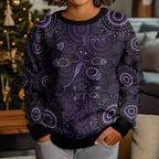 Purple Dragonfly Aboriginal of Hope Kid Ugly Christmas Sweater Australian Epilepsy Awareness - Aussie Hoodie