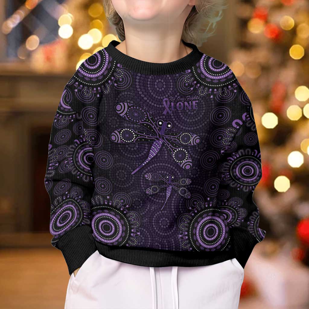 Purple Dragonfly Aboriginal of Hope Kid Ugly Christmas Sweater Australian Epilepsy Awareness - Aussie Hoodie