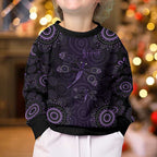 Purple Dragonfly Aboriginal of Hope Kid Ugly Christmas Sweater Australian Epilepsy Awareness - Aussie Hoodie