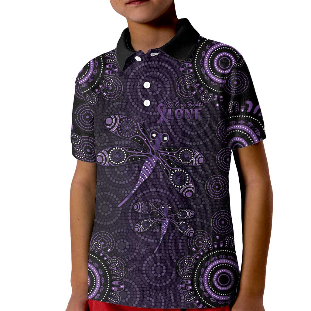 Purple Dragonfly Aboriginal of Hope Kid Polo Shirt Australian Epilepsy Awareness - Aussie Hoodie