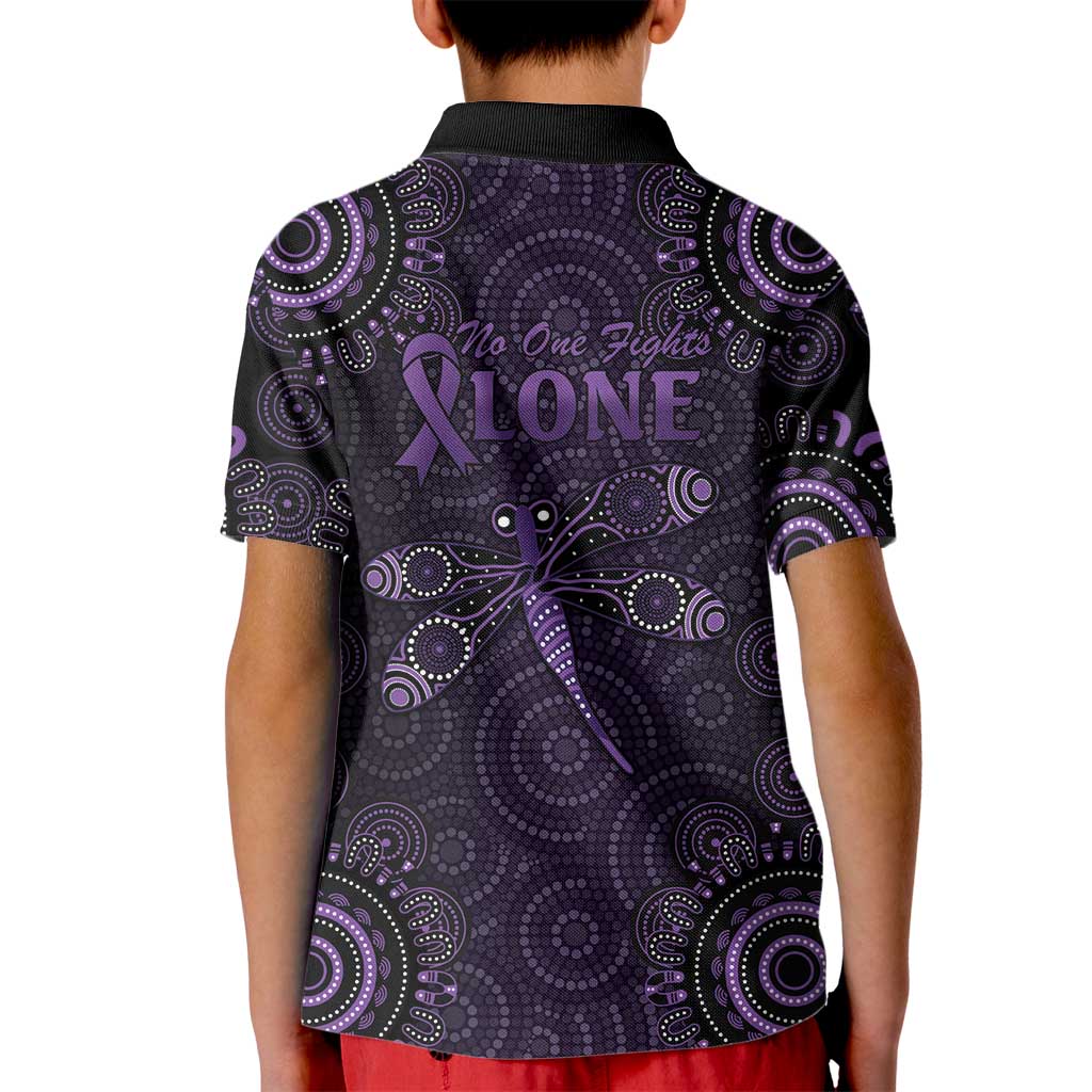 Purple Dragonfly Aboriginal of Hope Kid Polo Shirt Australian Epilepsy Awareness - Aussie Hoodie