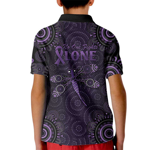 Purple Dragonfly Aboriginal of Hope Kid Polo Shirt Australian Epilepsy Awareness - Aussie Hoodie