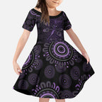 Purple Dragonfly Aboriginal of Hope Kid Short Sleeve Dress Australian Epilepsy Awareness - Aussie Hoodie