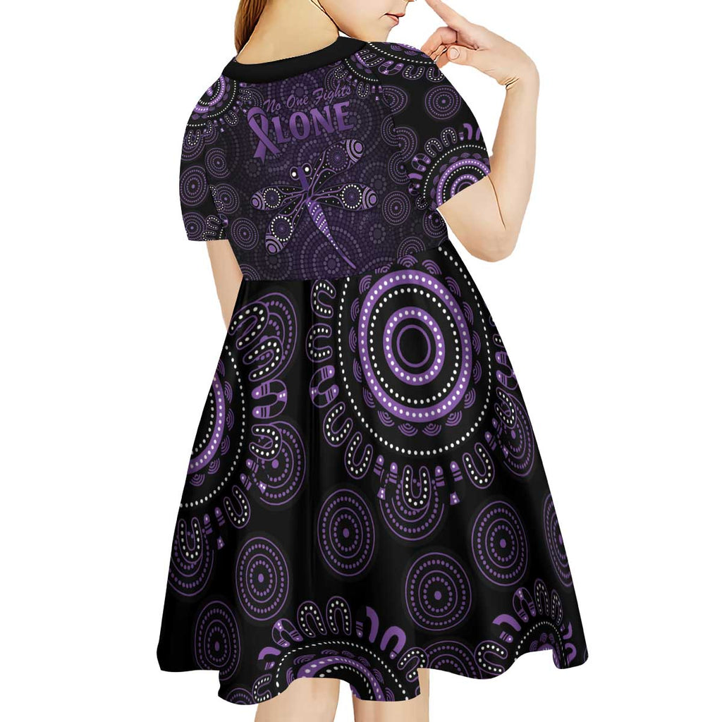 Purple Dragonfly Aboriginal of Hope Kid Short Sleeve Dress Australian Epilepsy Awareness - Aussie Hoodie