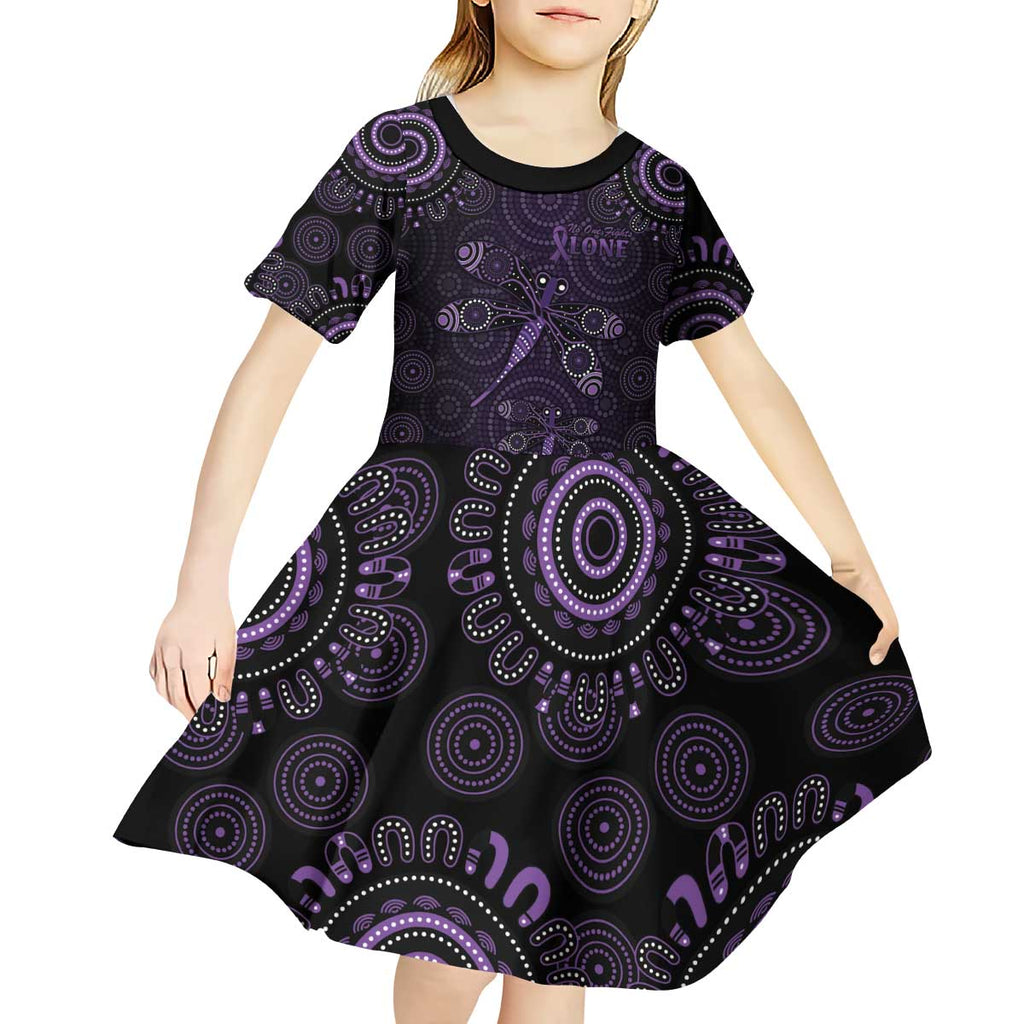 Purple Dragonfly Aboriginal of Hope Kid Short Sleeve Dress Australian Epilepsy Awareness - Aussie Hoodie