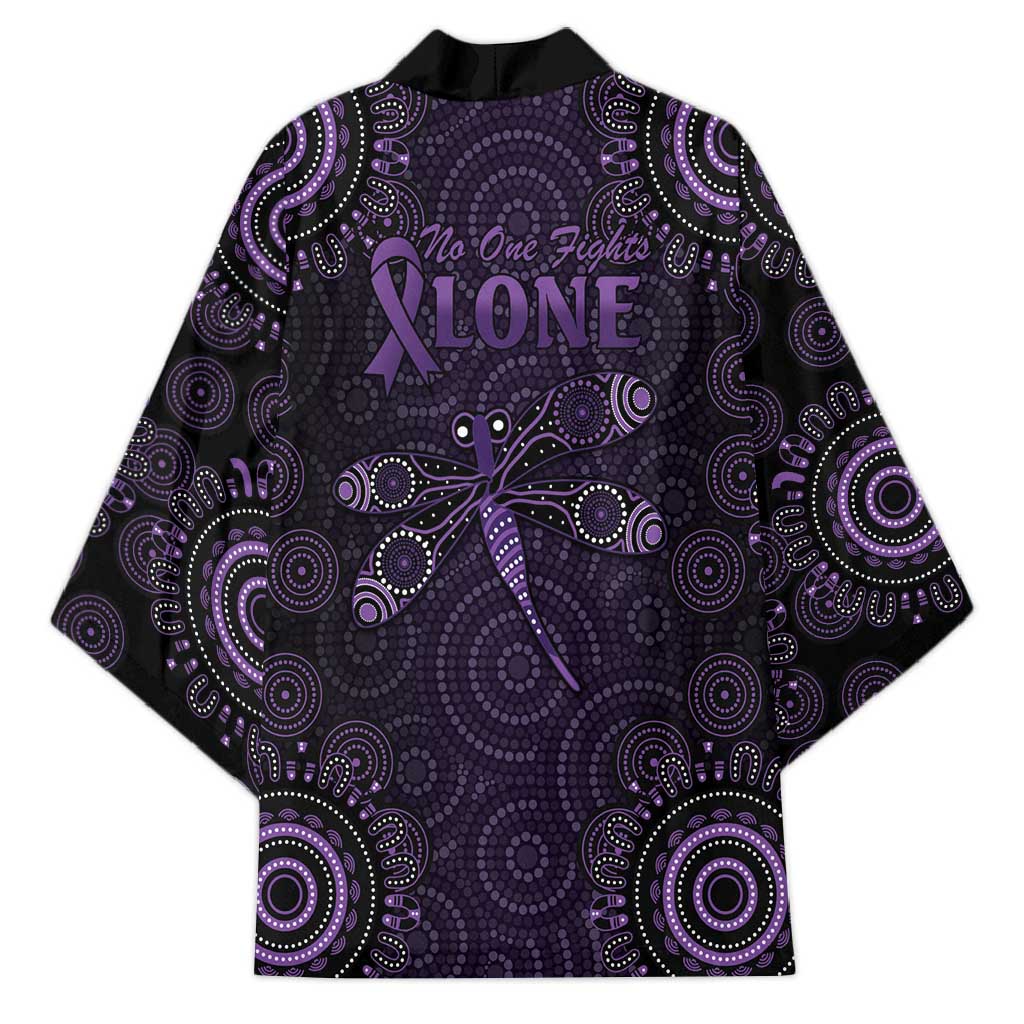 Purple Dragonfly Aboriginal of Hope Kimono Australian Epilepsy Awareness - Aussie Hoodie