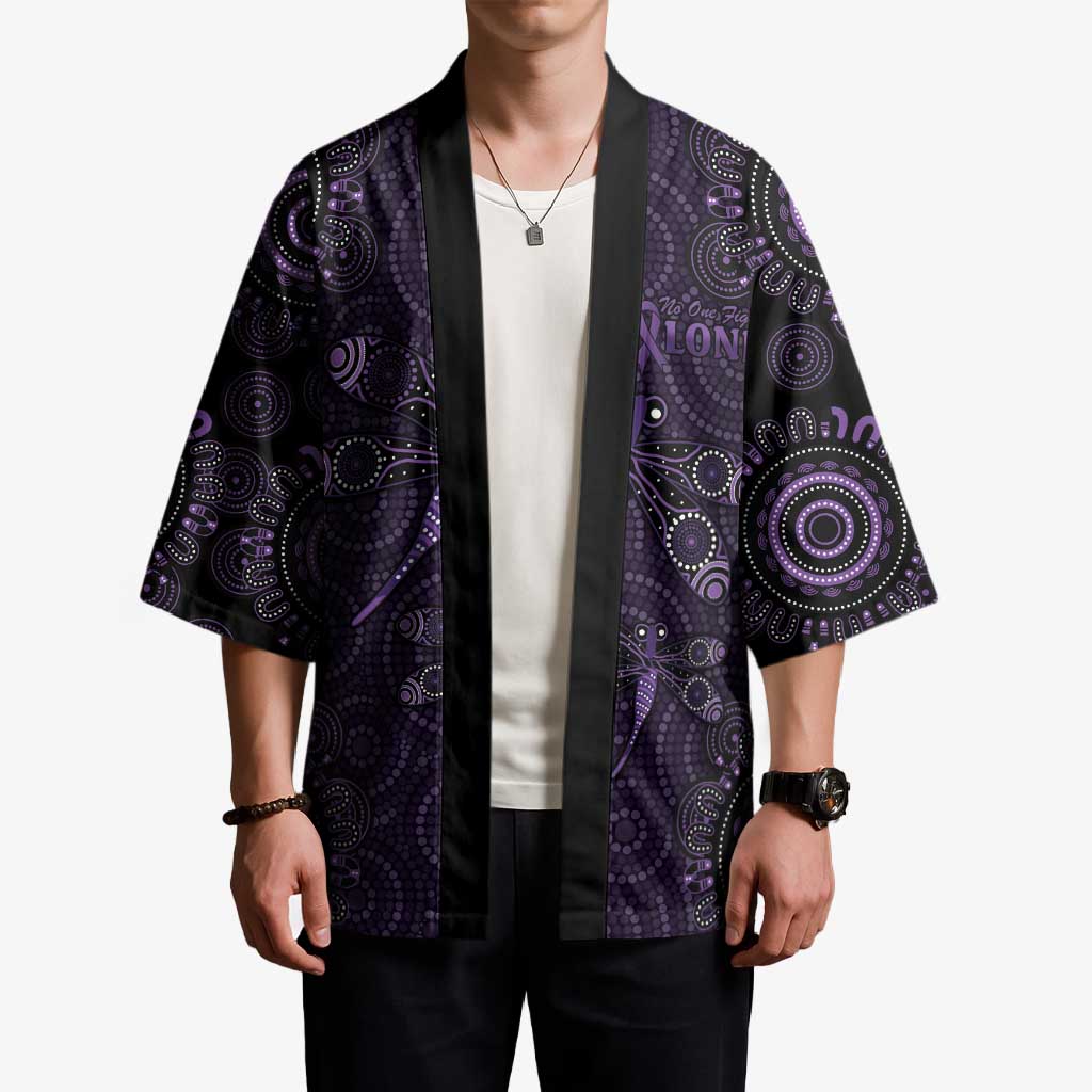 Purple Dragonfly Aboriginal of Hope Kimono Australian Epilepsy Awareness - Aussie Hoodie
