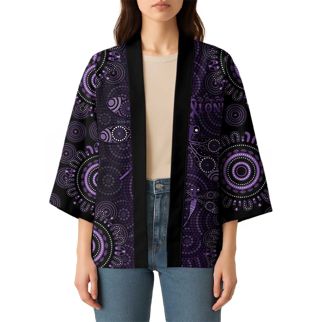 Purple Dragonfly Aboriginal of Hope Kimono Australian Epilepsy Awareness - Aussie Hoodie