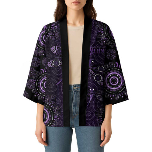 Purple Dragonfly Aboriginal of Hope Kimono Australian Epilepsy Awareness - Aussie Hoodie