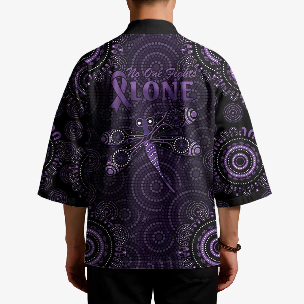 Purple Dragonfly Aboriginal of Hope Kimono Australian Epilepsy Awareness - Aussie Hoodie