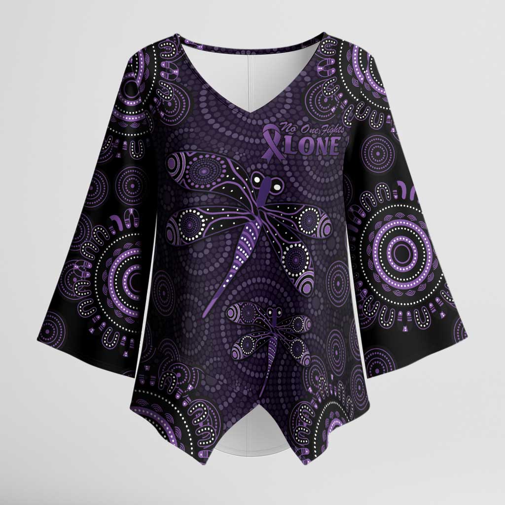 Purple Dragonfly Aboriginal of Hope Kimono Sleeve Blouse Australian Epilepsy Awareness - Aussie Hoodie