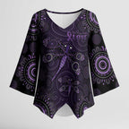 Purple Dragonfly Aboriginal of Hope Kimono Sleeve Blouse Australian Epilepsy Awareness - Aussie Hoodie