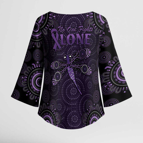 Purple Dragonfly Aboriginal of Hope Kimono Sleeve Blouse Australian Epilepsy Awareness - Aussie Hoodie