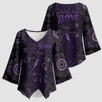 Purple Dragonfly Aboriginal of Hope Kimono Sleeve Blouse Australian Epilepsy Awareness - Aussie Hoodie
