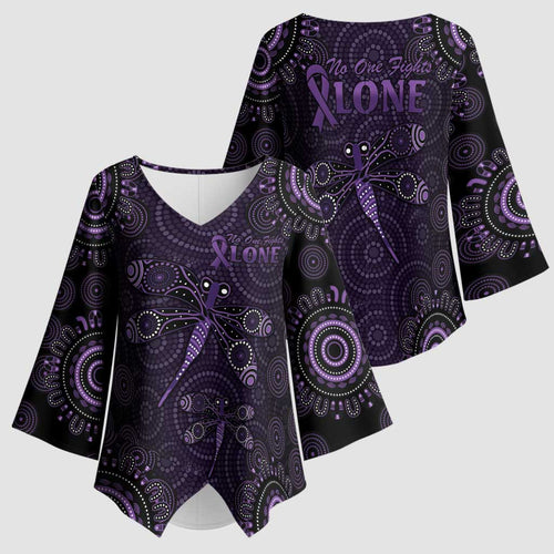 Purple Dragonfly Aboriginal of Hope Kimono Sleeve Blouse Australian Epilepsy Awareness - Aussie Hoodie