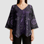 Purple Dragonfly Aboriginal of Hope Kimono Sleeve Blouse Australian Epilepsy Awareness - Aussie Hoodie
