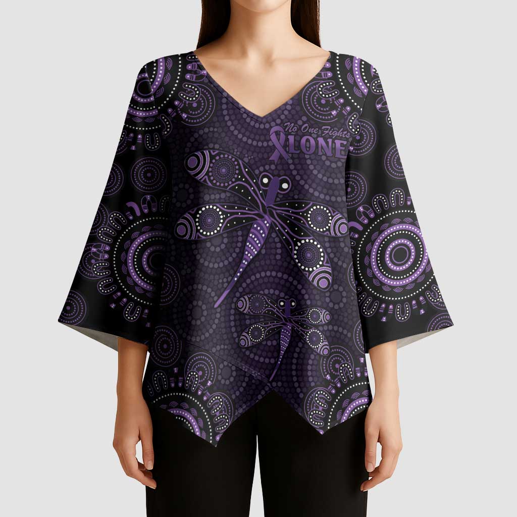 Purple Dragonfly Aboriginal of Hope Kimono Sleeve Blouse Australian Epilepsy Awareness - Aussie Hoodie