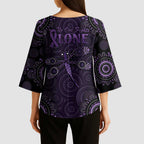 Purple Dragonfly Aboriginal of Hope Kimono Sleeve Blouse Australian Epilepsy Awareness - Aussie Hoodie