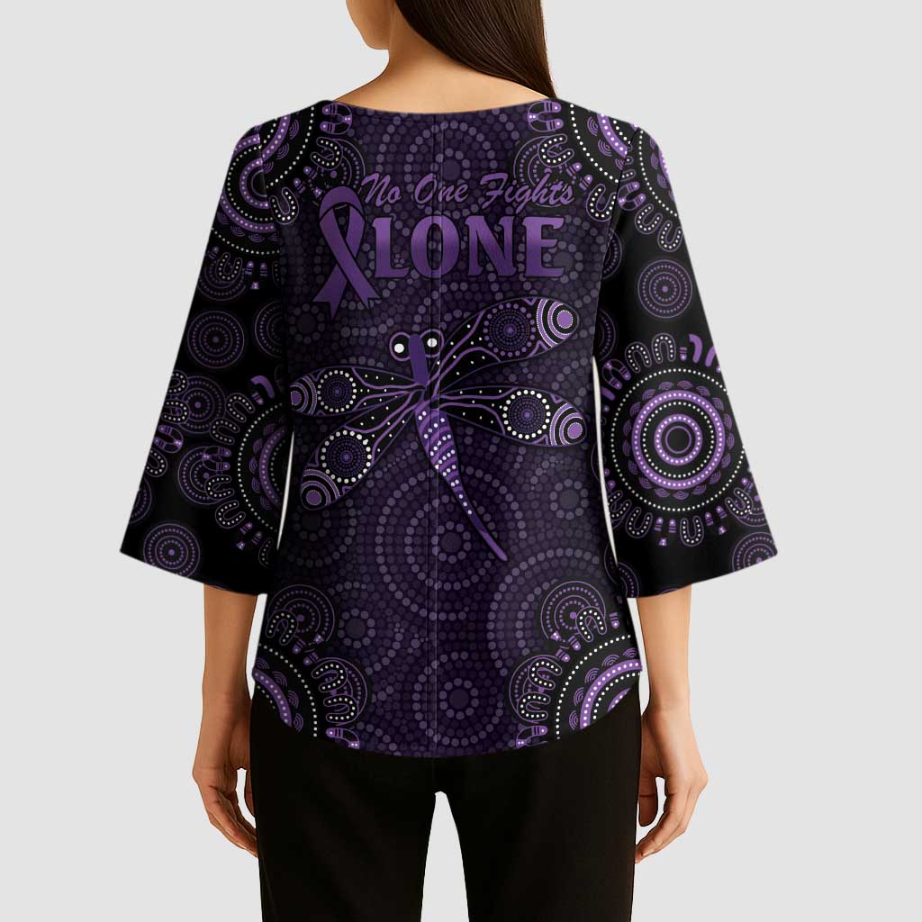 Purple Dragonfly Aboriginal of Hope Kimono Sleeve Blouse Australian Epilepsy Awareness - Aussie Hoodie