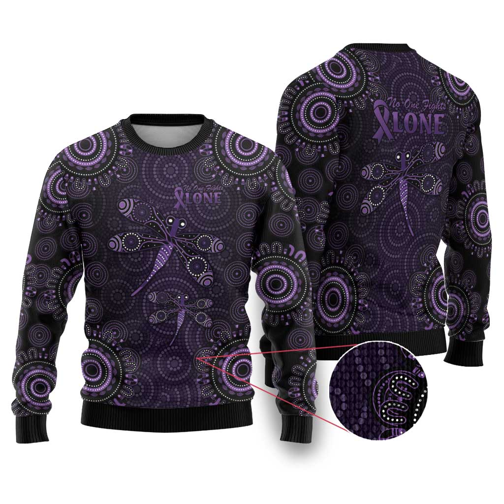 Purple Dragonfly Aboriginal of Hope Ugly Christmas Sweater Australian Epilepsy Awareness - Aussie Hoodie