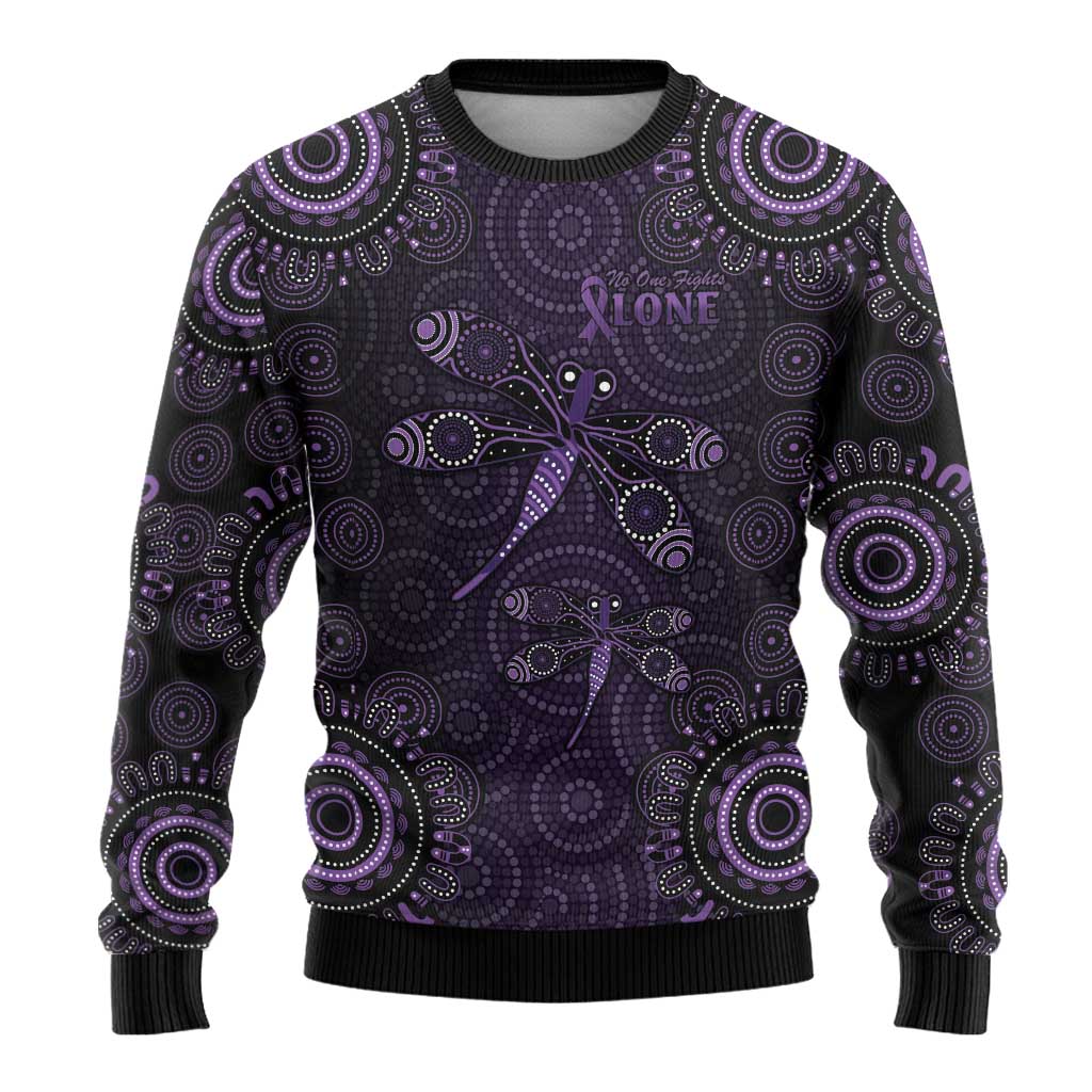 Purple Dragonfly Aboriginal of Hope Ugly Christmas Sweater Australian Epilepsy Awareness - Aussie Hoodie