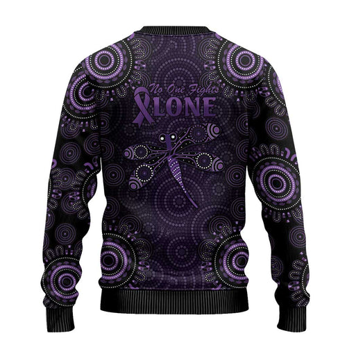 Purple Dragonfly Aboriginal of Hope Ugly Christmas Sweater Australian Epilepsy Awareness - Aussie Hoodie