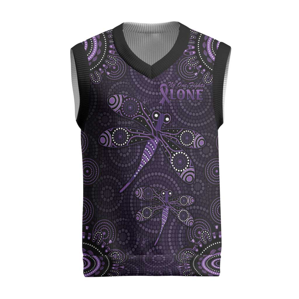 Purple Dragonfly Aboriginal of Hope Christmas Knitted V-Neck Vest Australian Epilepsy Awareness - Aussie Hoodie